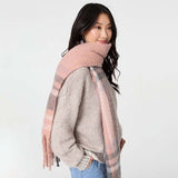 Izabel London checked print fringed oversize scarf, imported from the UK