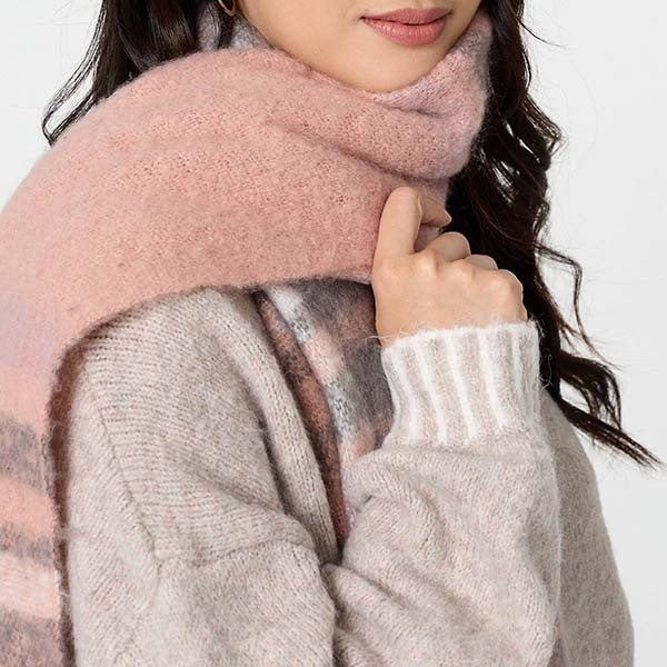 Izabel London checked print fringed oversize scarf, imported from the UK