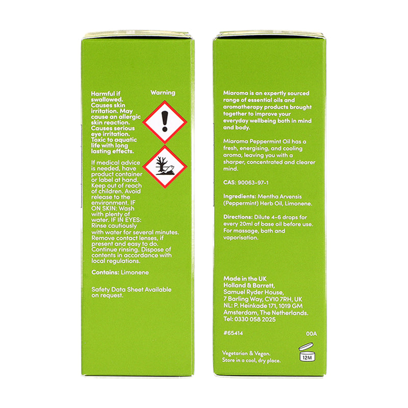 Miaroma peppermint pure essential oil 30ml, UK version