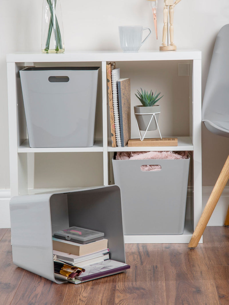 Wham grey large cube plastic storage baskets set of 3 (British brand)