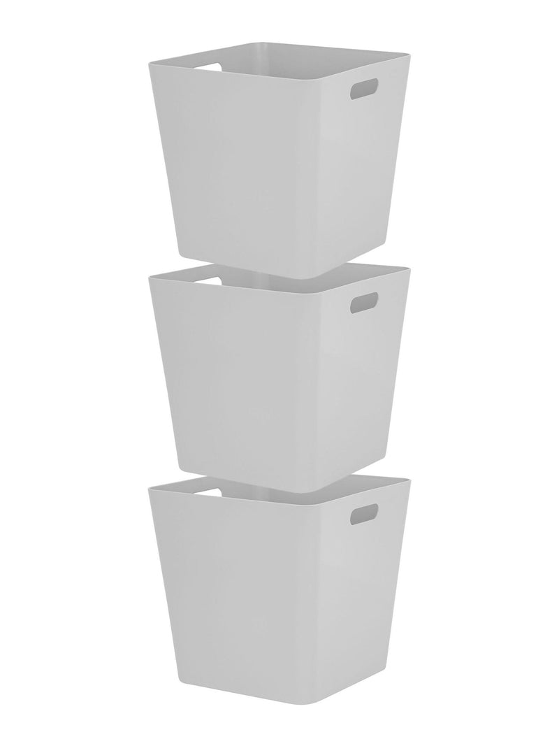 Wham grey large cube plastic storage baskets set of 3 (British brand)