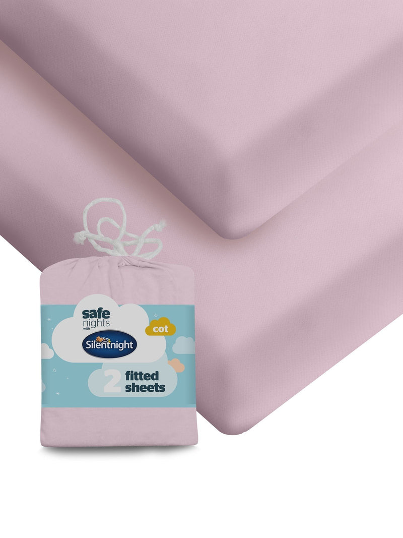 Silentnight pink kids cot fitted sheets 2 pack (British brand)