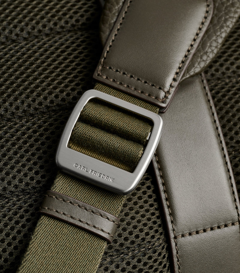 Carl Friedrik Ayrton grained leather backpack (British brand)
