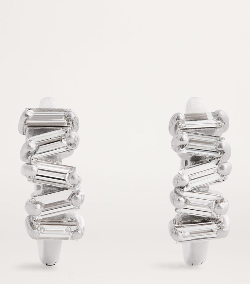 Suzanne Kalan white gold huggie earrings with diamonds 4mm, UK version