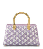 Bvlgari Serpentine Duette top-handle bag in white and amethyst raffia, UK version