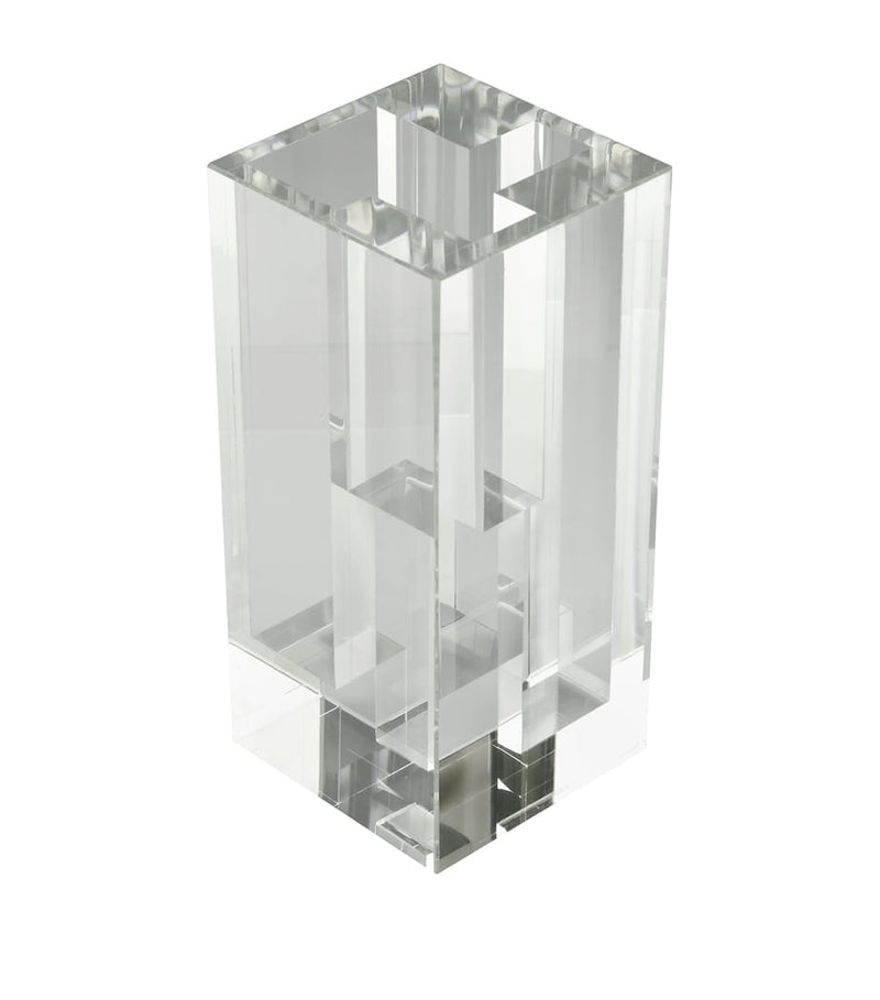 Christofle clear glass perspective vase, 28.5cm height - British product