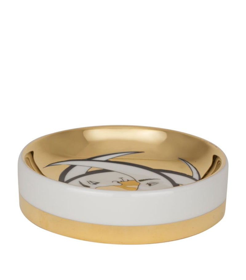 Fornasetti porcelain ashtray with interwoven crescents design 3.5cm x 13cm - British product