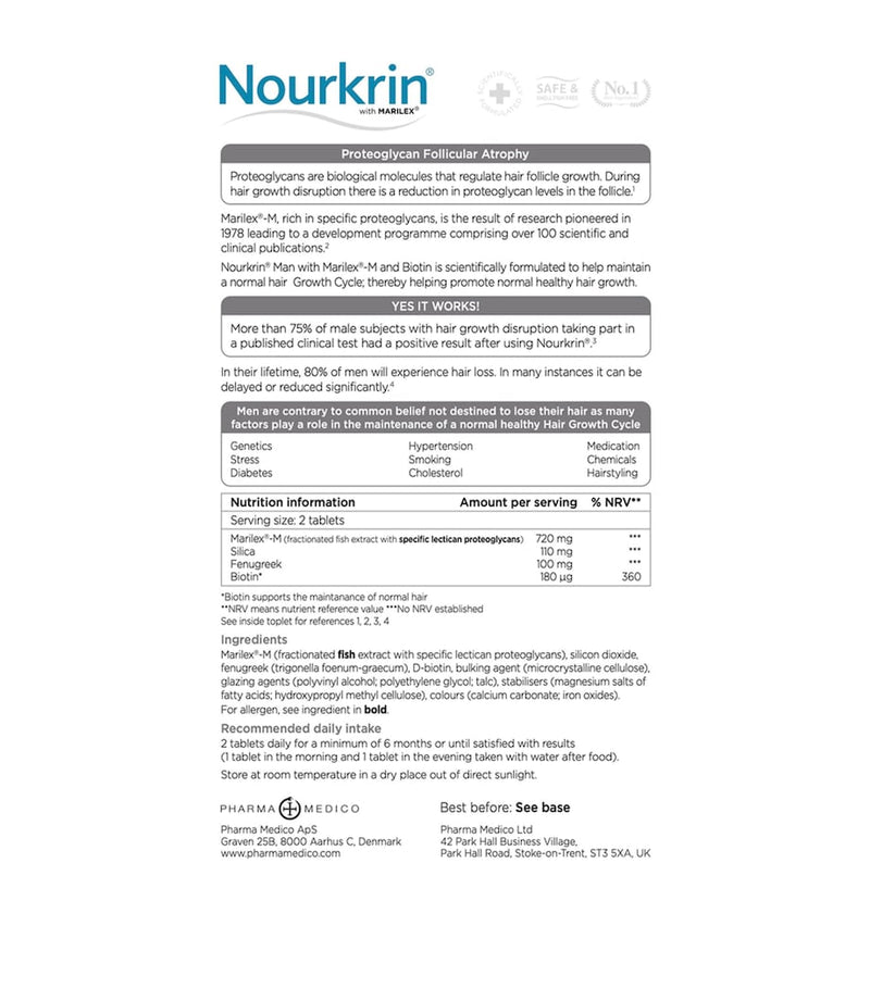 The Nourkrin Man hair loss gift set 632g, UK version