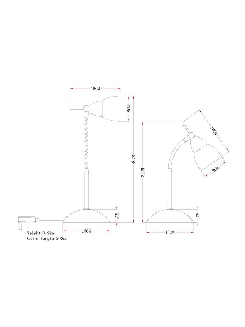 John Lewis Contact Touch Desk Lamp H34 x 15cm, UK version