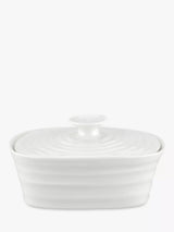 John Lewis Porcelain Butter Dish in White with Rippled Design- Buy online at McGrocer