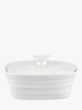 Portmeirion white butter dish with rippled effect (British brand)