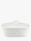 Portmeirion white butter dish with rippled effect (British brand)
