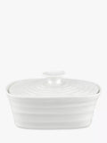 Portmeirion white butter dish with rippled effect (British brand)