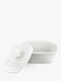Portmeirion white butter dish with rippled effect (British brand)