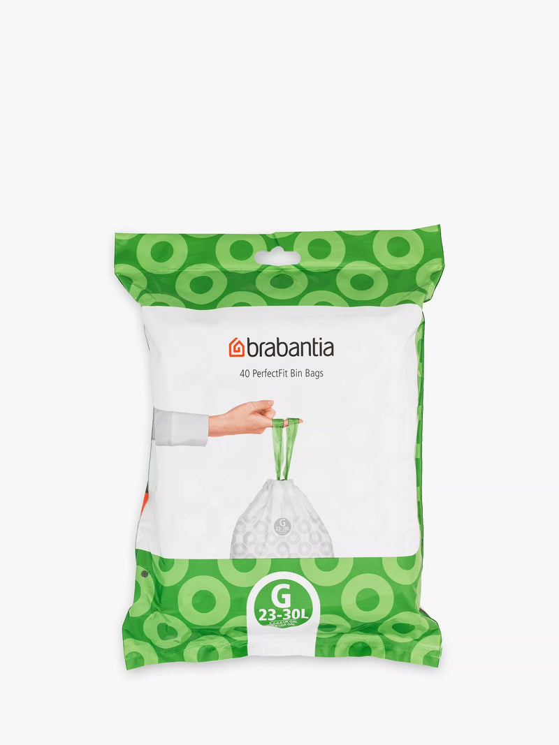 Brabantia PerfectFit bin liners 30L size G 40 bags, imported from the UK