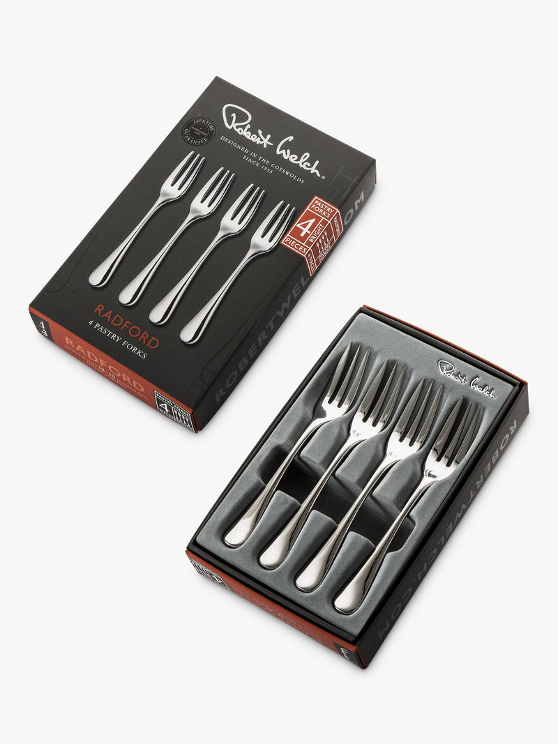 Robert Welch Radford stainless steel pastry forks set of 4, imported from the UK