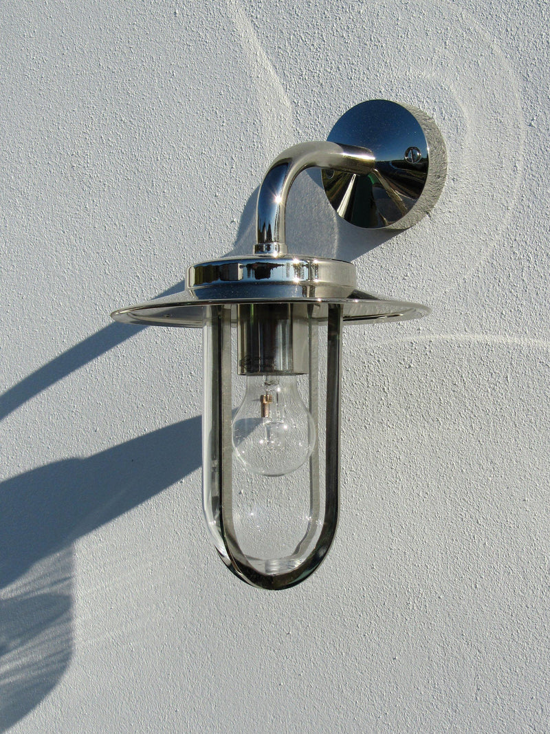 Astro Montparnasse outdoor lantern wall light polished nickel (British brand)