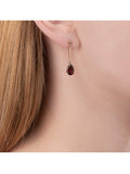 E.W Adams 9ct yellow gold garnet drop earrings (British brand)