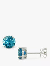 John Lewis E.W Adams 9ct White Gold Topaz Stud Earrings, Blue- Buy online at McGrocer