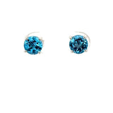 E.W Adams blue topaz stud earrings 9ct white gold, imported from the UK