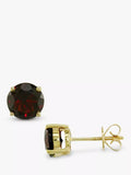 E.W Adams 9ct gold garnet stud earrings deep red (British brand)