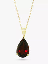 John Lewis E.W Adams 9ct Yellow Gold Teardrop Pendant Necklace Garnet- Buy online at McGrocer