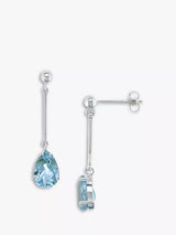John Lewis E.W Adams 9ct White Gold Aquamarine Drop Earrings- Buy online at McGrocer