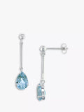 E.W Adams aquamarine drop earrings 9ct white gold - British product