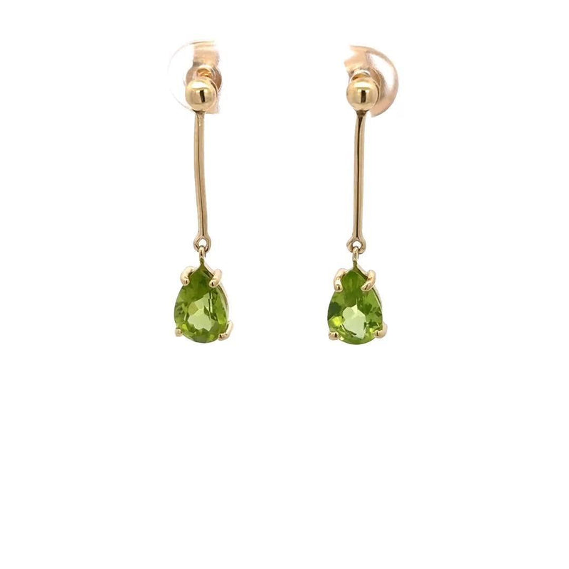 E.W Adams gold peridot drop earrings 9ct, UK version
