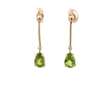 E.W Adams gold peridot drop earrings 9ct, UK version