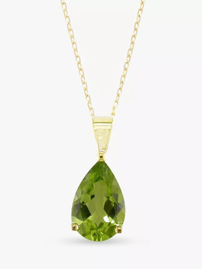 E.W Adams peridot pendant 9ct gold 41cm - British product