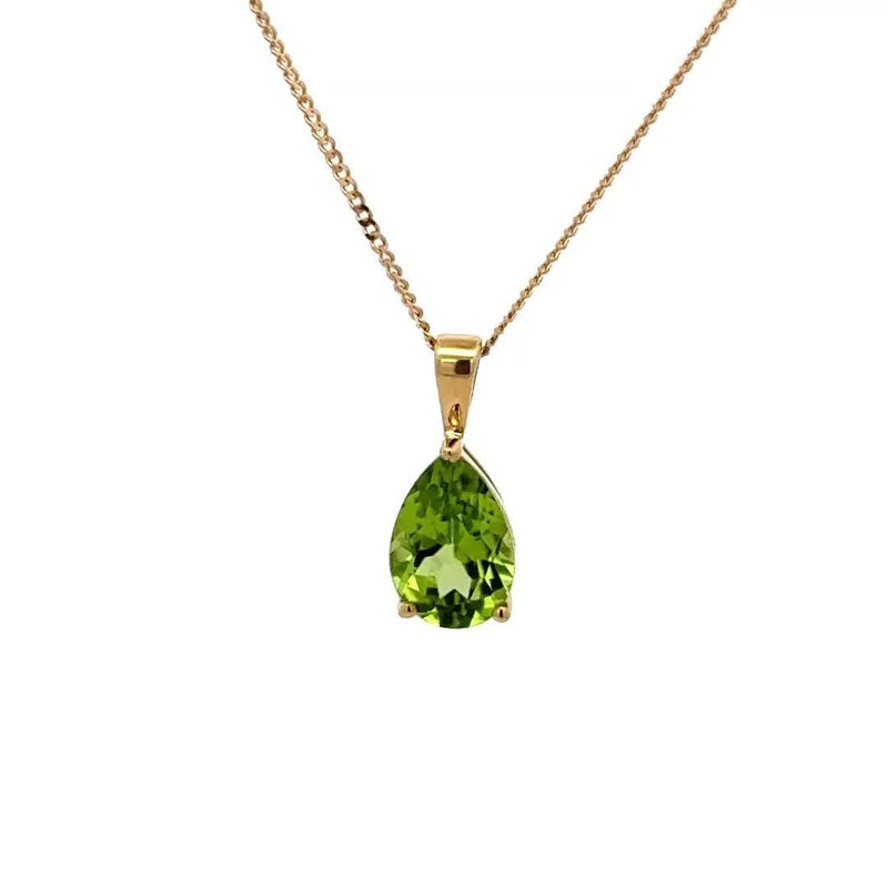 E.W Adams peridot pendant 9ct gold 41cm - British product