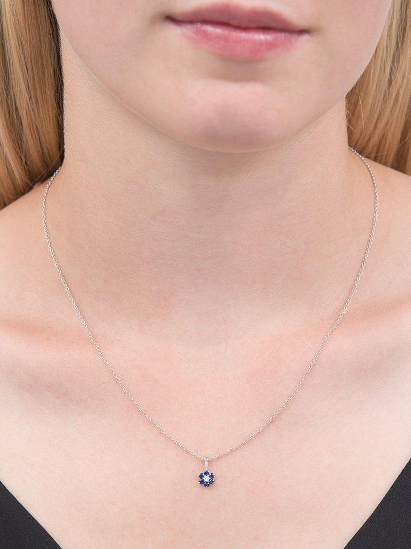 E.W Adams 18ct white gold sapphire flower pendant necklace (British brand)