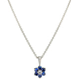 E.W Adams 18ct white gold sapphire flower pendant necklace (British brand)