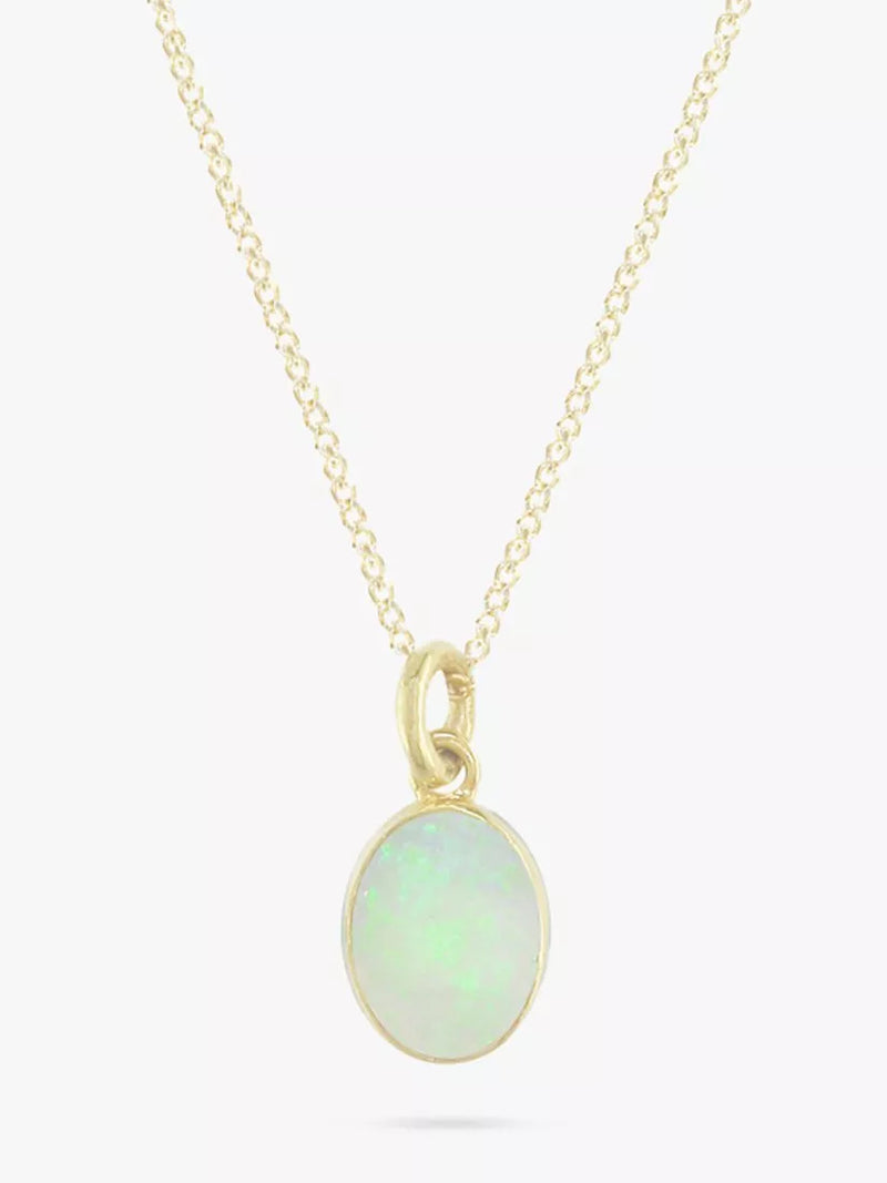 E.W Adams opal pendant necklace 9ct yellow gold - British product