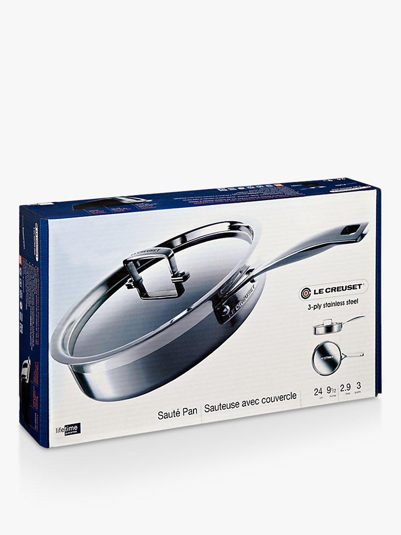 Le Creuset 3-Ply Stainless Steel Sauté Pan with Lid 24cm, UK version