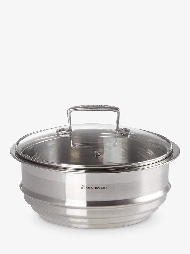 Le Creuset stainless steel multi-steamer with glass lid, 22cm, UK version