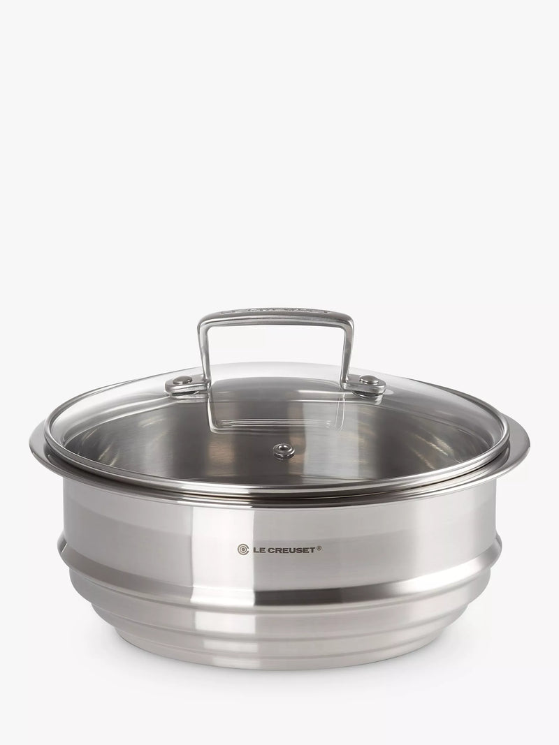 Le Creuset stainless steel multi-steamer with glass lid, 22cm, UK version