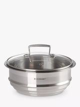 John Lewis Le Creuset Stainless Steel Multi-Steamer with Glass Lid Kitchen Steamer 22cm- Buy online at McGrocer