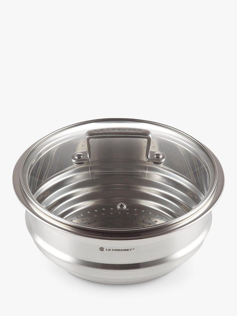 Le Creuset stainless steel multi-steamer with glass lid, 22cm, UK version