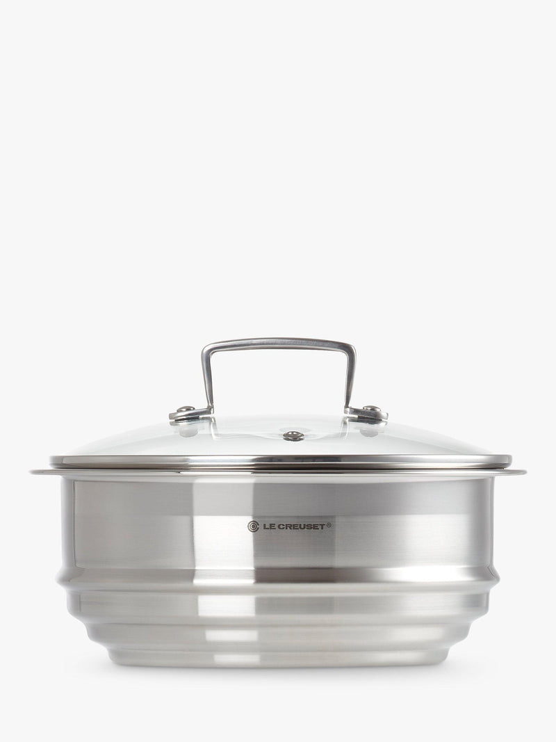 Le Creuset stainless steel multi-steamer with glass lid, 22cm, UK version