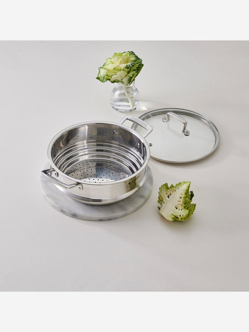 Le Creuset stainless steel multi-steamer with glass lid, 22cm, UK version