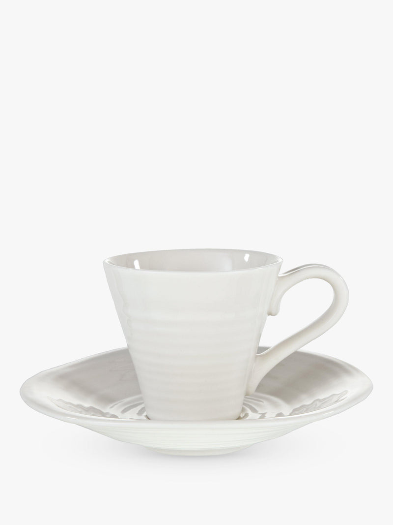 Portmeirion white espresso cup and saucer set, pack of 2 (British brand)