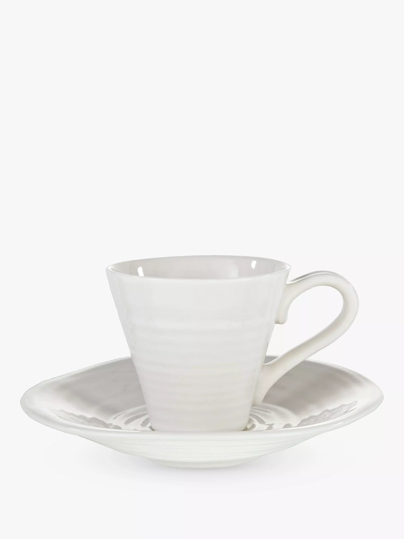 Portmeirion white espresso cup and saucer set, pack of 2 (British brand)