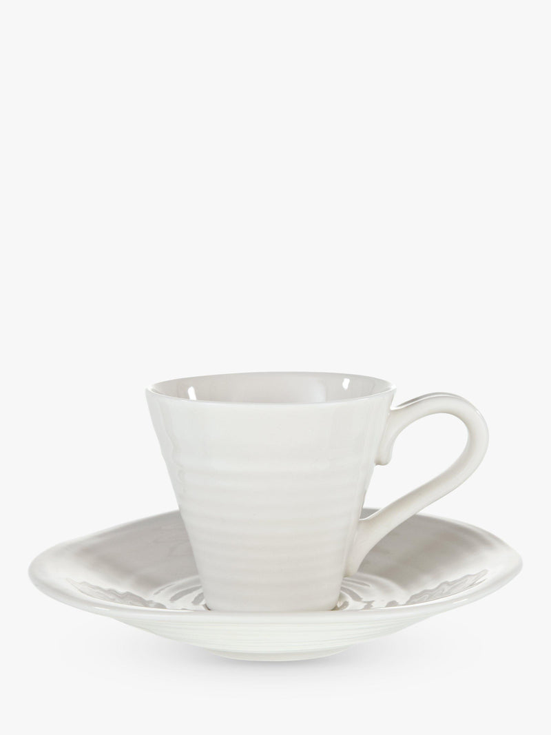 Portmeirion white espresso cup and saucer set, pack of 2 (British brand)