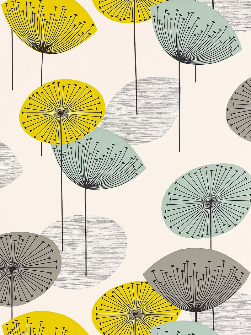 Sanderson dandelion clocks wallpaper, Chaffinch variant, with 64cm pattern repeat (British brand)