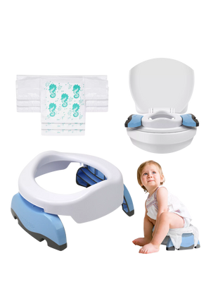 Potette Plus Convertible Travel Potty White/Blue Baby Potty Training Aid