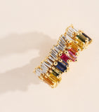 Suzanne Kalan rainbow sapphire diamond double stack eternity ring - British product