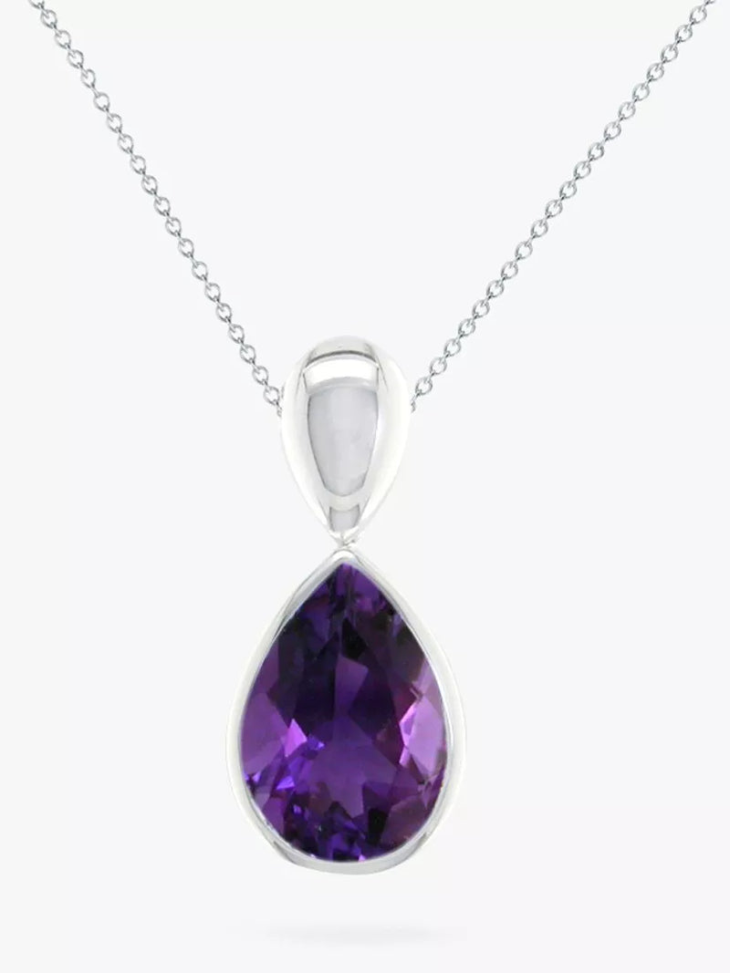 E.W Adams pendant necklace white gold amethyst 46cm - British product