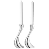 Georg Jensen stainless steel Cobra candlestick pair, UK version